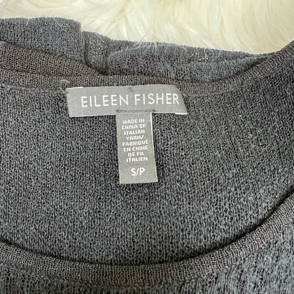 Eileen Fisher Knit black blouse, sheer accent at shoulders, Black, S - Picture 6 of 6